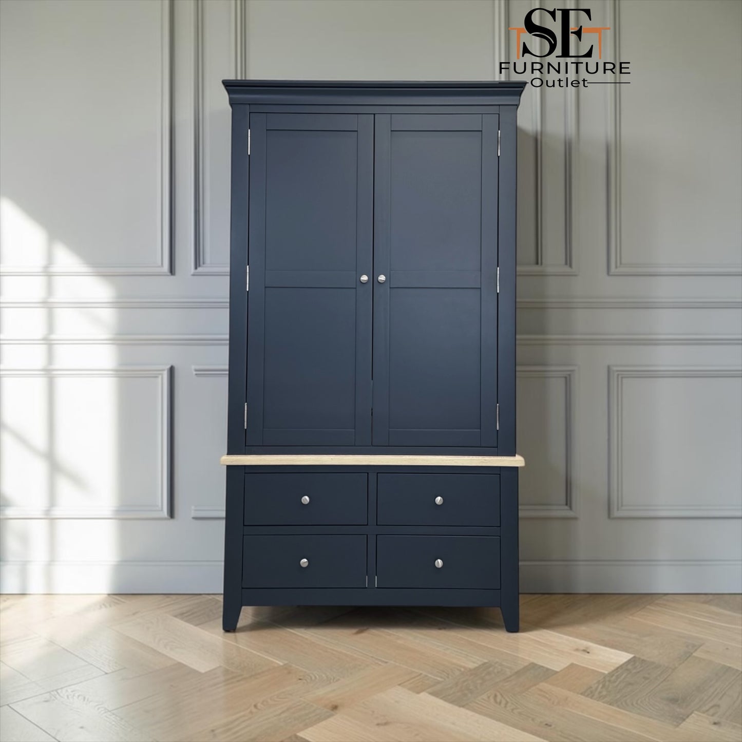 Oak & Solid Wood Frames Double Larder, Chester Charcoal Range  RRP £1499