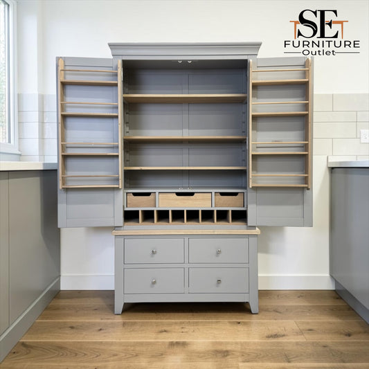 Oak & Solid Wood Frames Double Larder, Chester Dove Grey RRP £1499