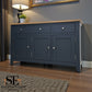 White Wax Finished Quality Oak Top & Solid Wood Frames Sideboard, Chester Charcoal Range RRP £650