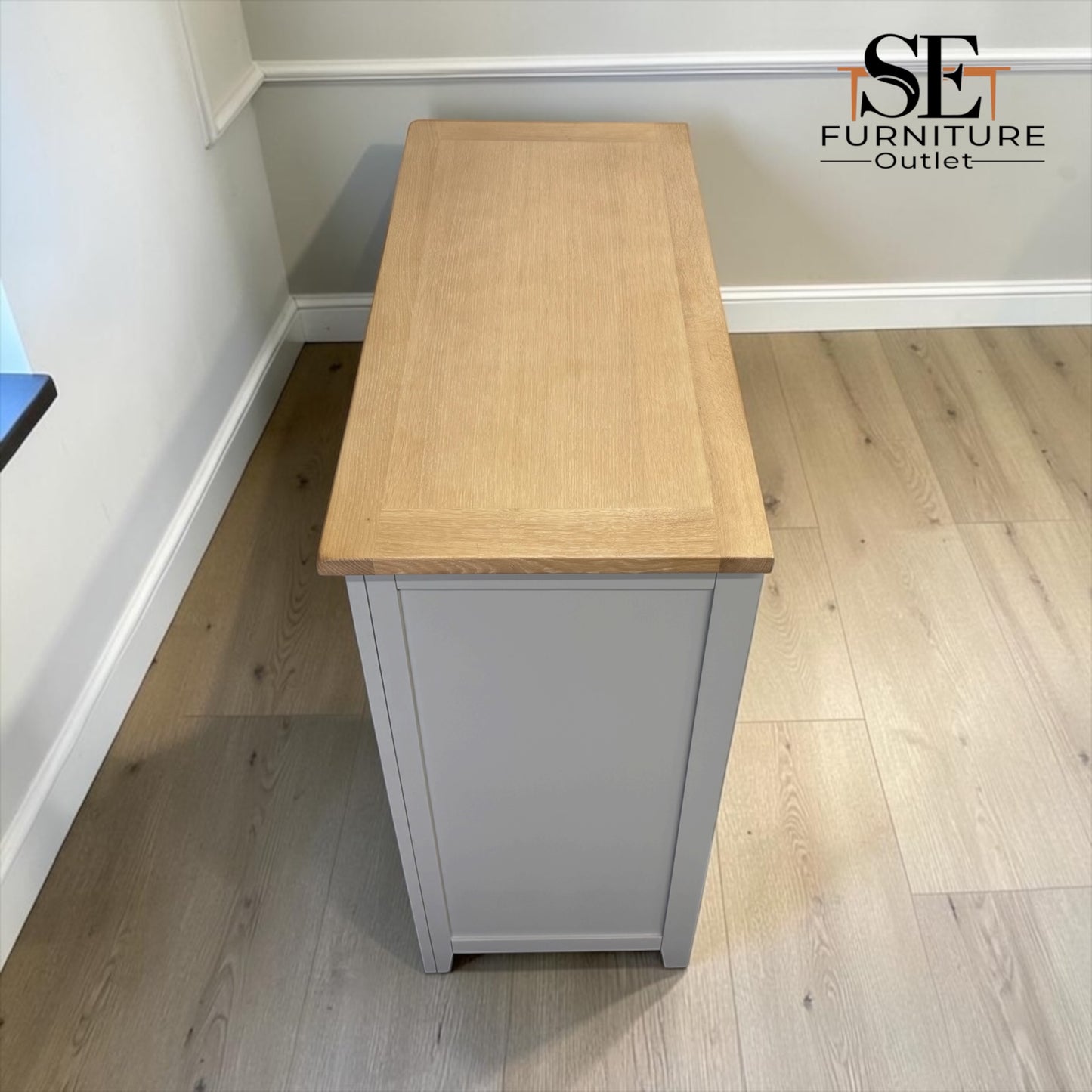 Solid Oak Top & Solid Wood Frames 7 Drawer Chest, Chester Dove Grey Range RRP £799