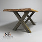 Natural Solid Oak & Metal Legs, 8 Seater Live Edge Dining Table, From Oak Furnitureland RRP £999