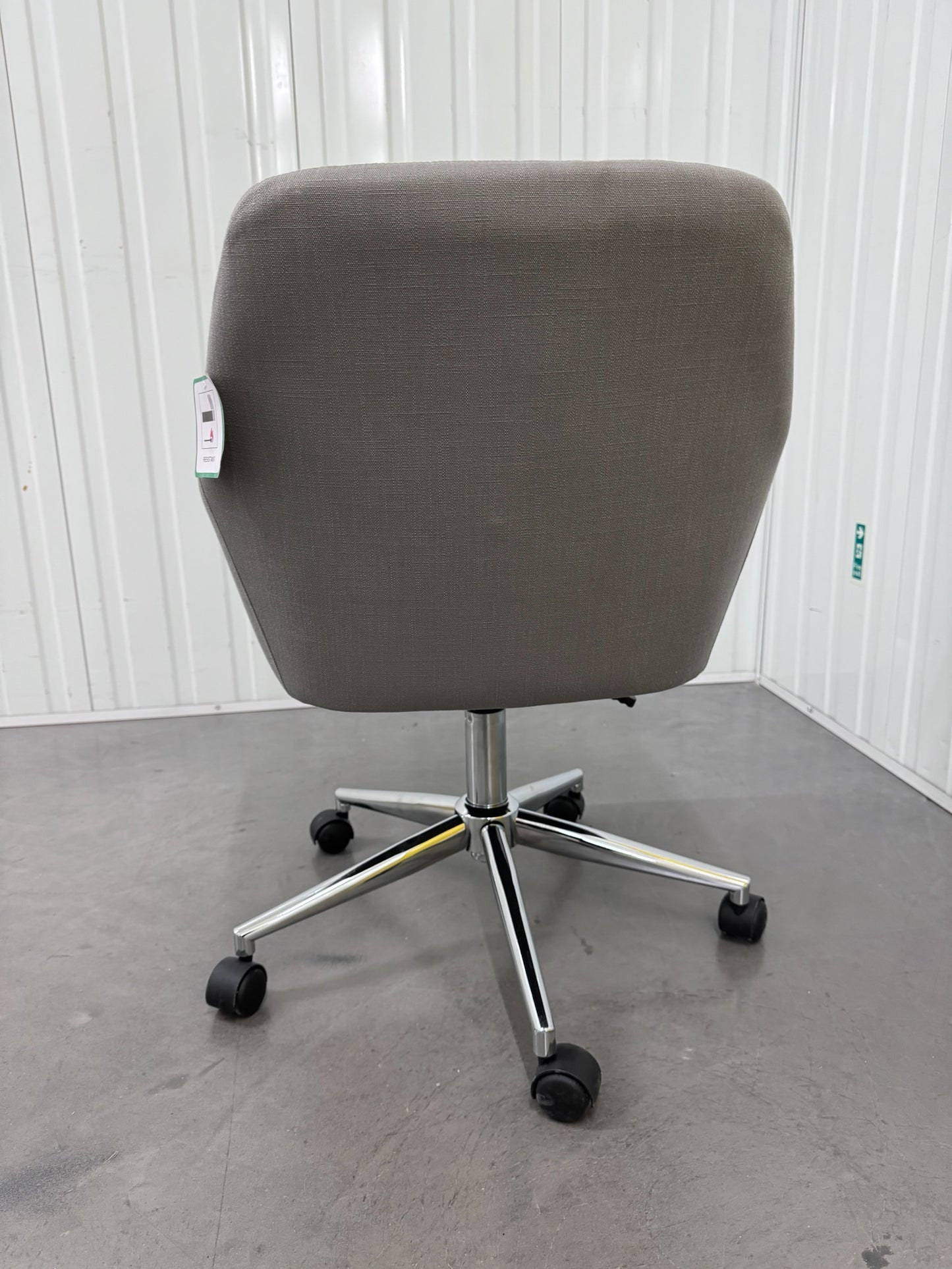 Upholstered Office Chair Grey Linen With Stylish Chrome Base RRP £179