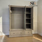 Weathered Oak Triple Wardrobe with Glass Mirror & Shelves, Burleigh Range From Oak Furnitureland RRP £1769