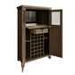 Smoked Oak Drinks Cabinet with Mirrored Back and Wine Rack