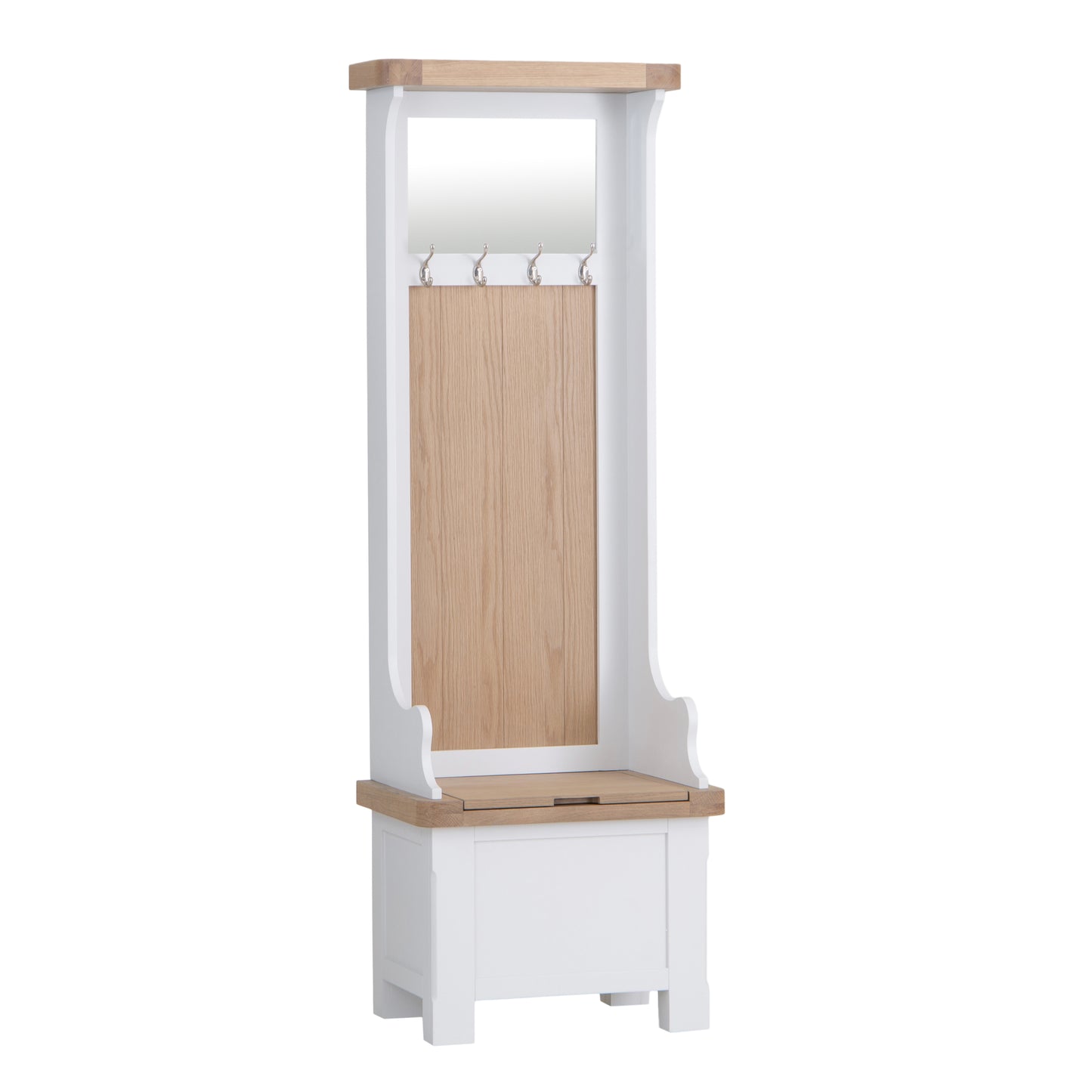 Oak Top & White Painted Hallway Cupboard with Shoe Storage Bench