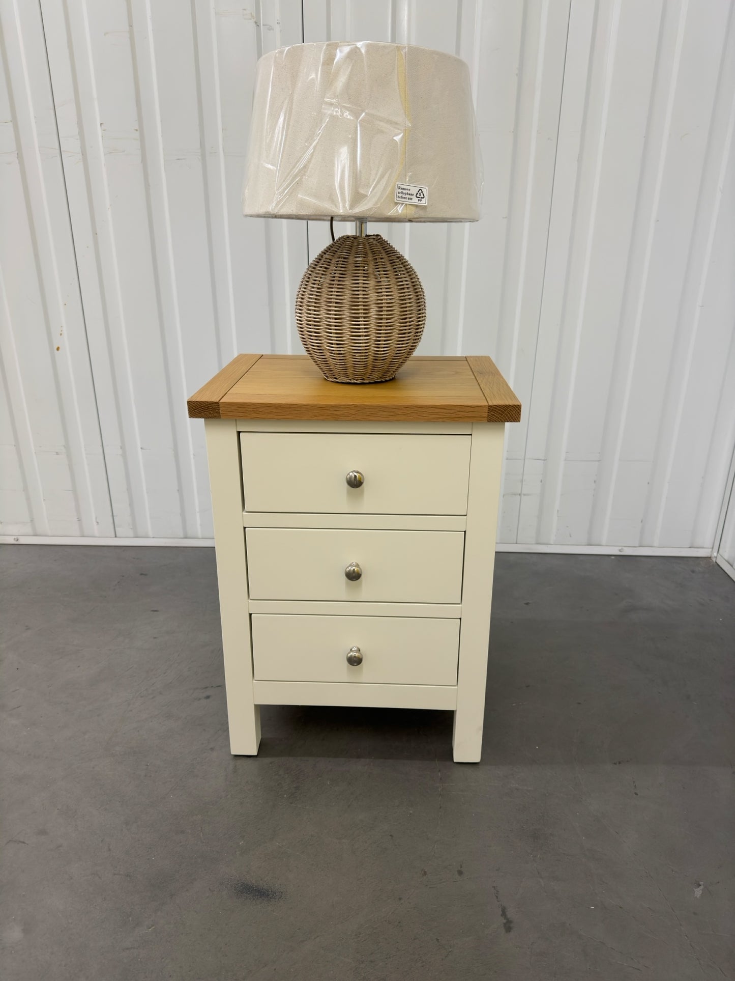 Cotswold Company Oak Top & Classic Cream Painted 3 Drawer Bedside Table