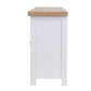 White Washed Oak Top & White Painted 4-Door Sideboard with Glass Doors and Glass Shelves