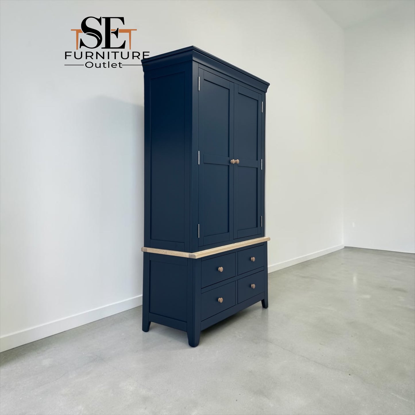 Oak & Solid Wood Frames Double Larder, Chester Midnight Blue Range RRP £1499