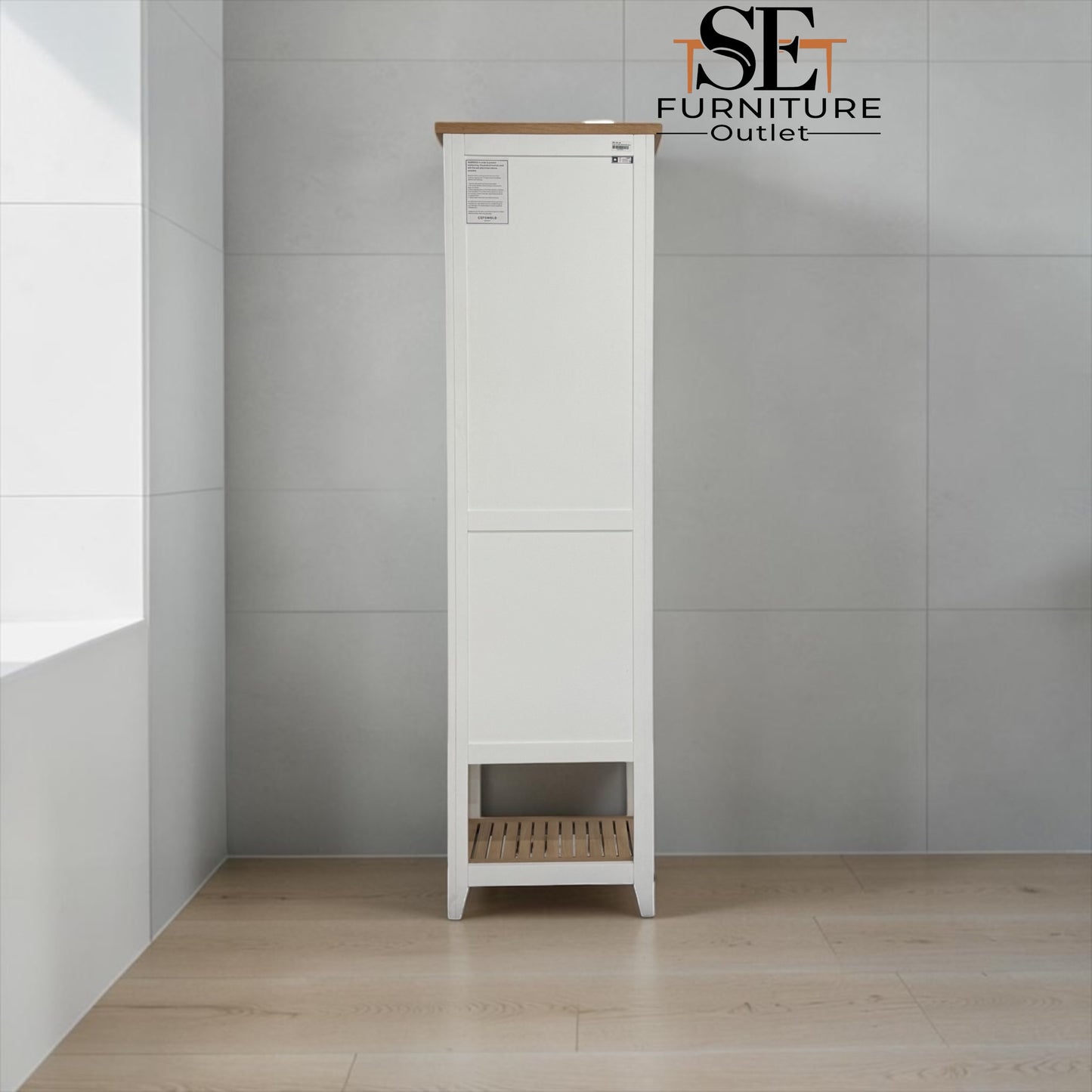 Oak & Solid Wood Frames Bathroom High Cabinet, Chester Pure white Range RRP £550