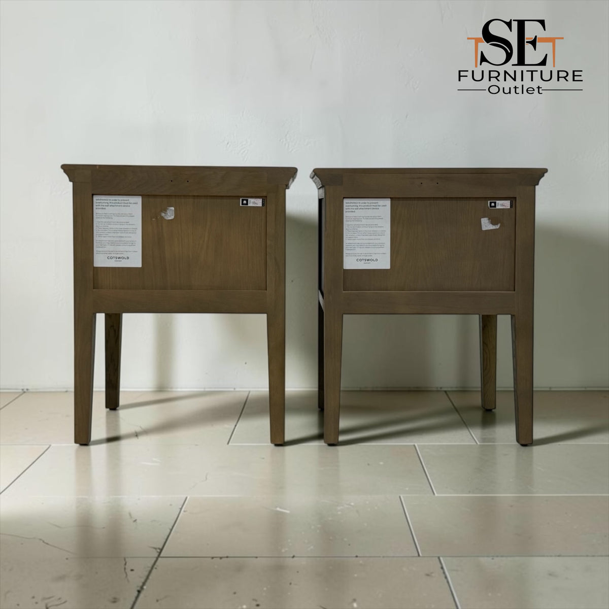 Set of 2 Solid Oak & Oak Veneer Bedside Tables from the Winchcombe Smoked Oak Range RRP £598