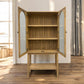 Solid Hardwood Display/Drinks Cabinet with Glass Panel Doors (No Veneer, MDF Or Chipboard Used)