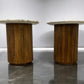 Solid Mango Wood Fluted Base & White Marble Top Side Tables