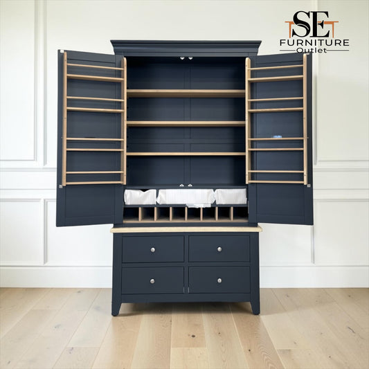 Oak & Solid Wood Frames Double Larder, Chester Charcoal Range  RRP £1499