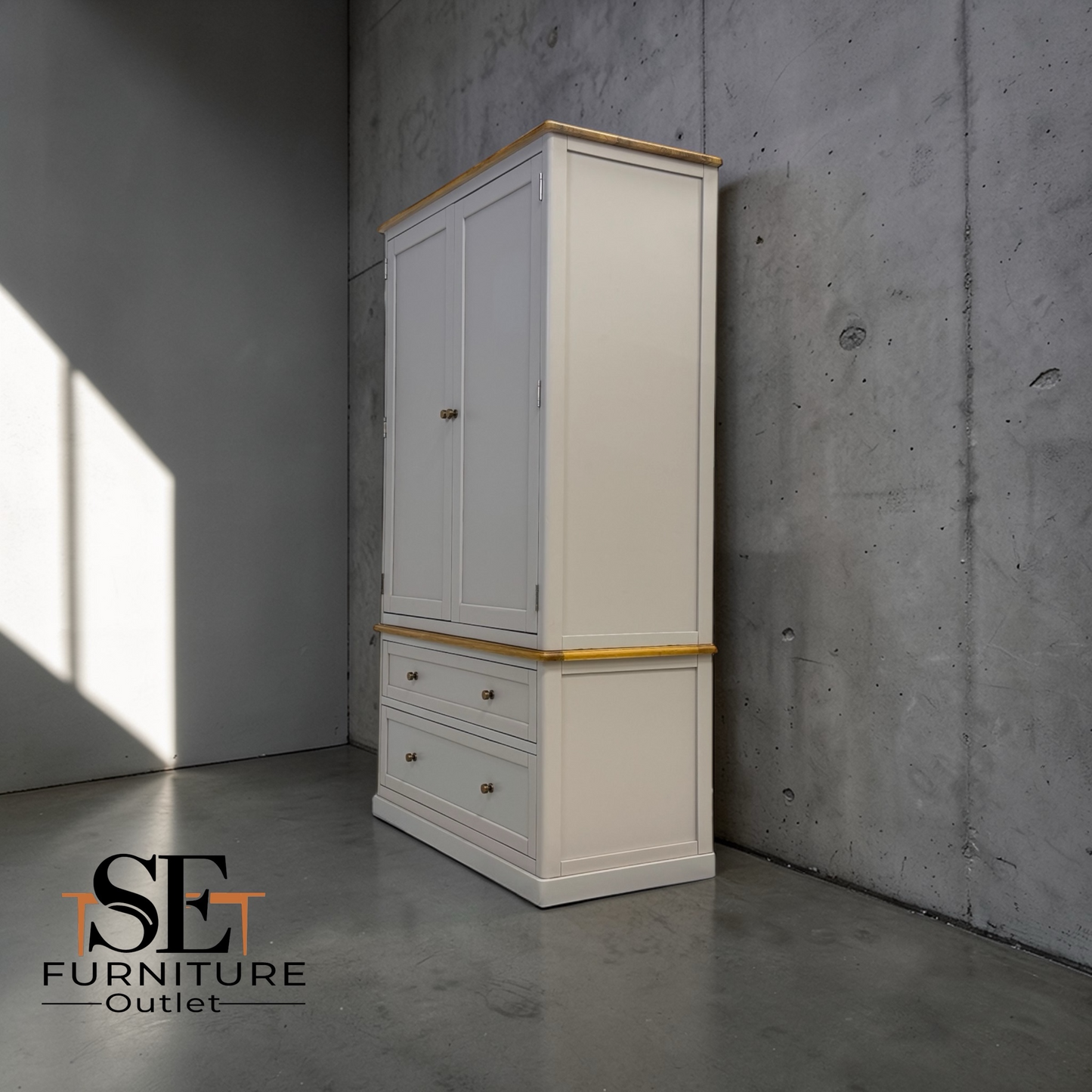 Natural Solid Oak & Painted Double Larder, Henley Range From Oak Furnitureland RRP £1679