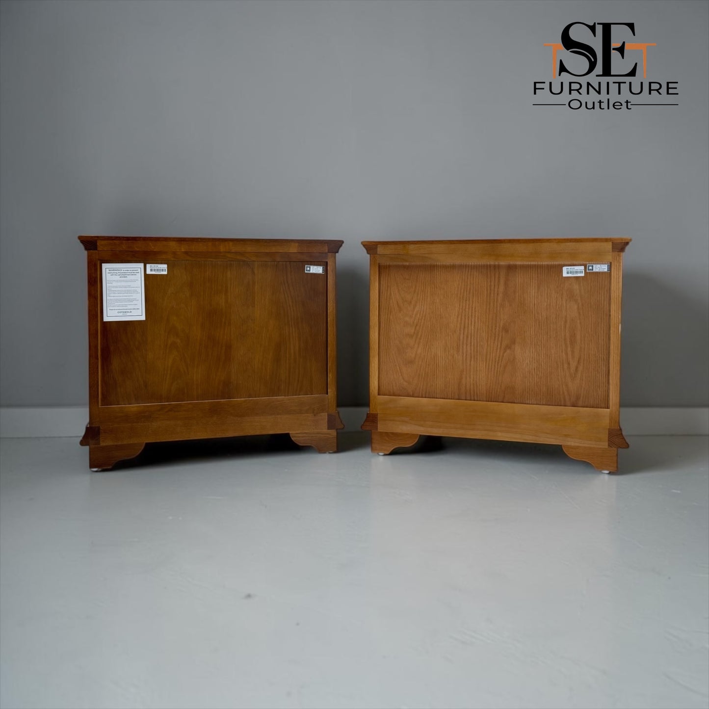 Set of 2 Solid Oak & Quality Oak Veneer Wide Bedside Tables from the Winchcombe Dark Oak Range, RRP £998