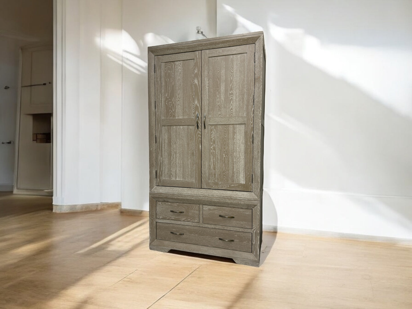 Oak Furnitureland Solid Oak With Grey Wash Kitchen Larder Willow Range RRP £1449