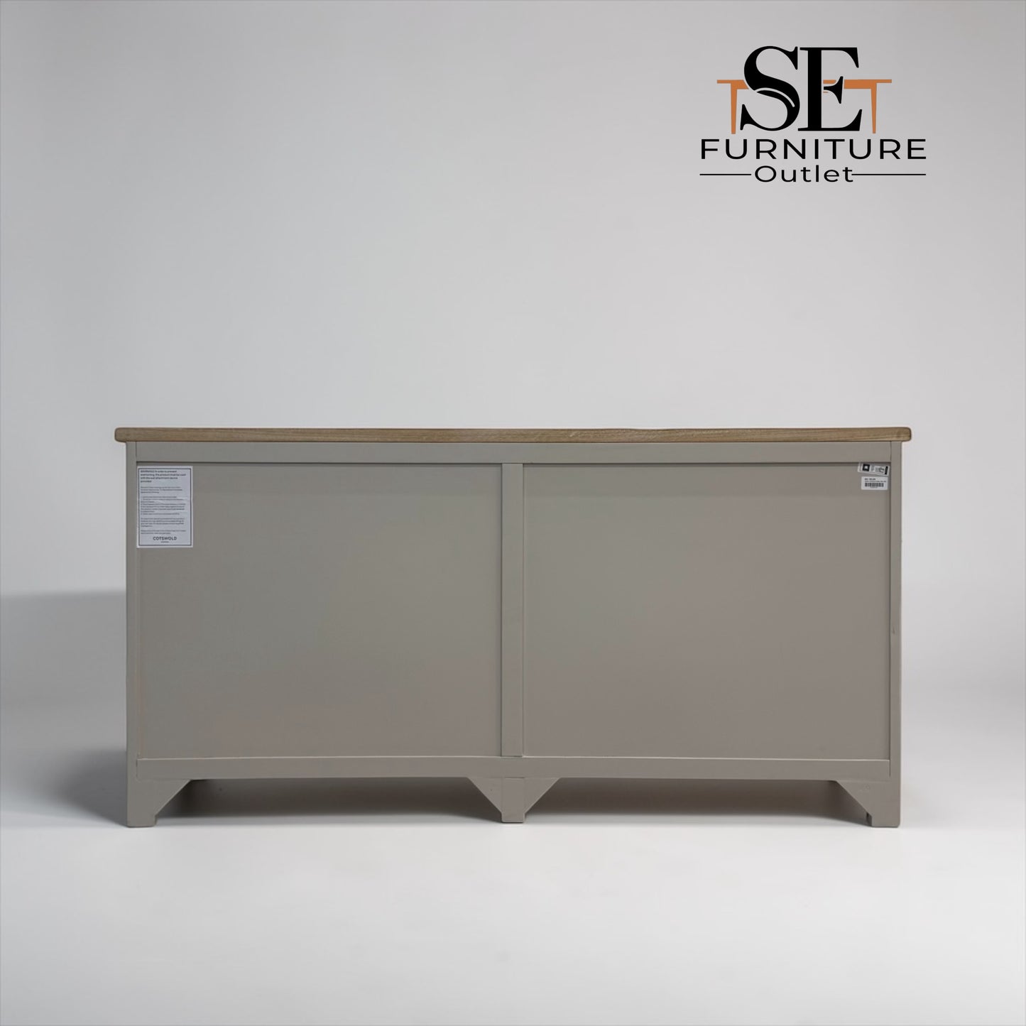 White Wax Finish Oak Top & Solid Wood Frames 8 Drawer Chest, Chester Limestone Range RRP £750