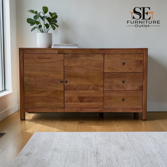 Solid Mango Wood Large Sideboard Noah Range by Oak Furnitureland, RRP £899