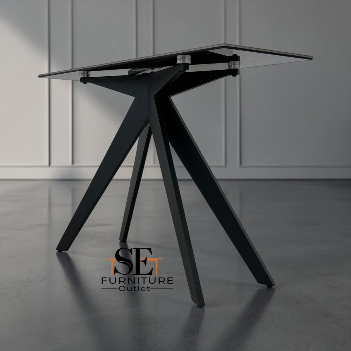 Grey Ceramic and Black Metal Legs Console Table from the Trento Range by Oak Furnitureland