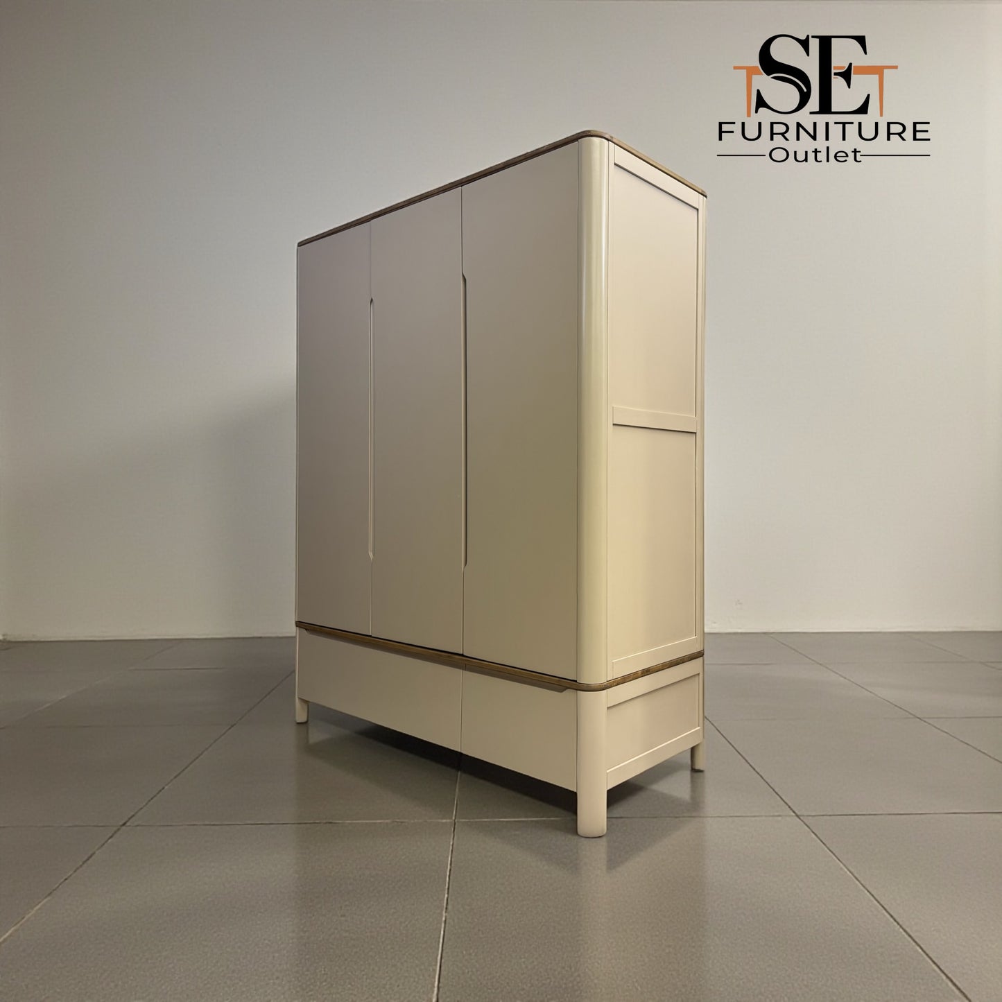 Smoked Oak Top & Painted Triple Wardrobe, Otto Range From Oak Furnitureland RRP £1599