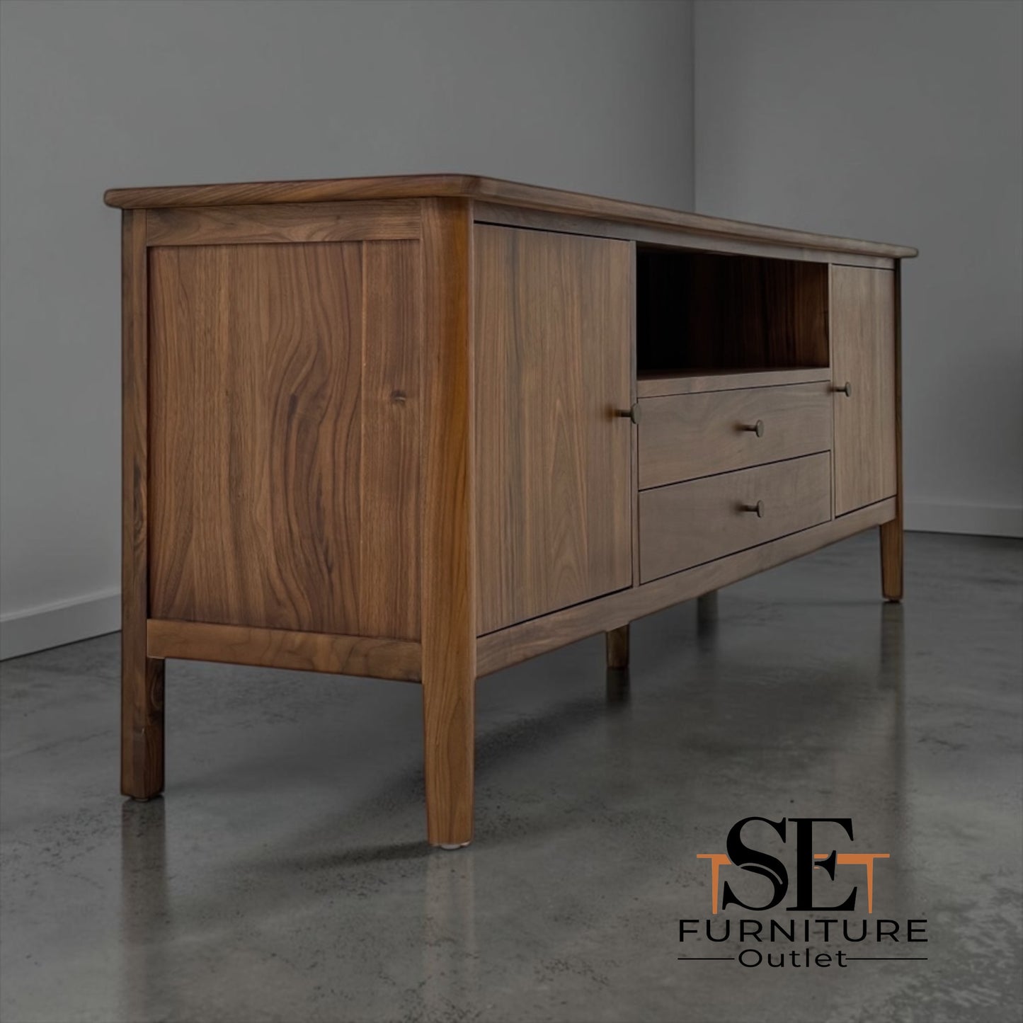 Solid Walnut & Quality Walnut Veneer Extra Large TV Unit, Barrington Range £999