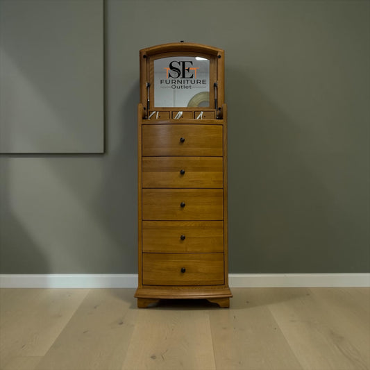 Solid Oak & Oak Veneer Vanity Tallboy, Winchcombe Oiled Oak Range RRP £899
