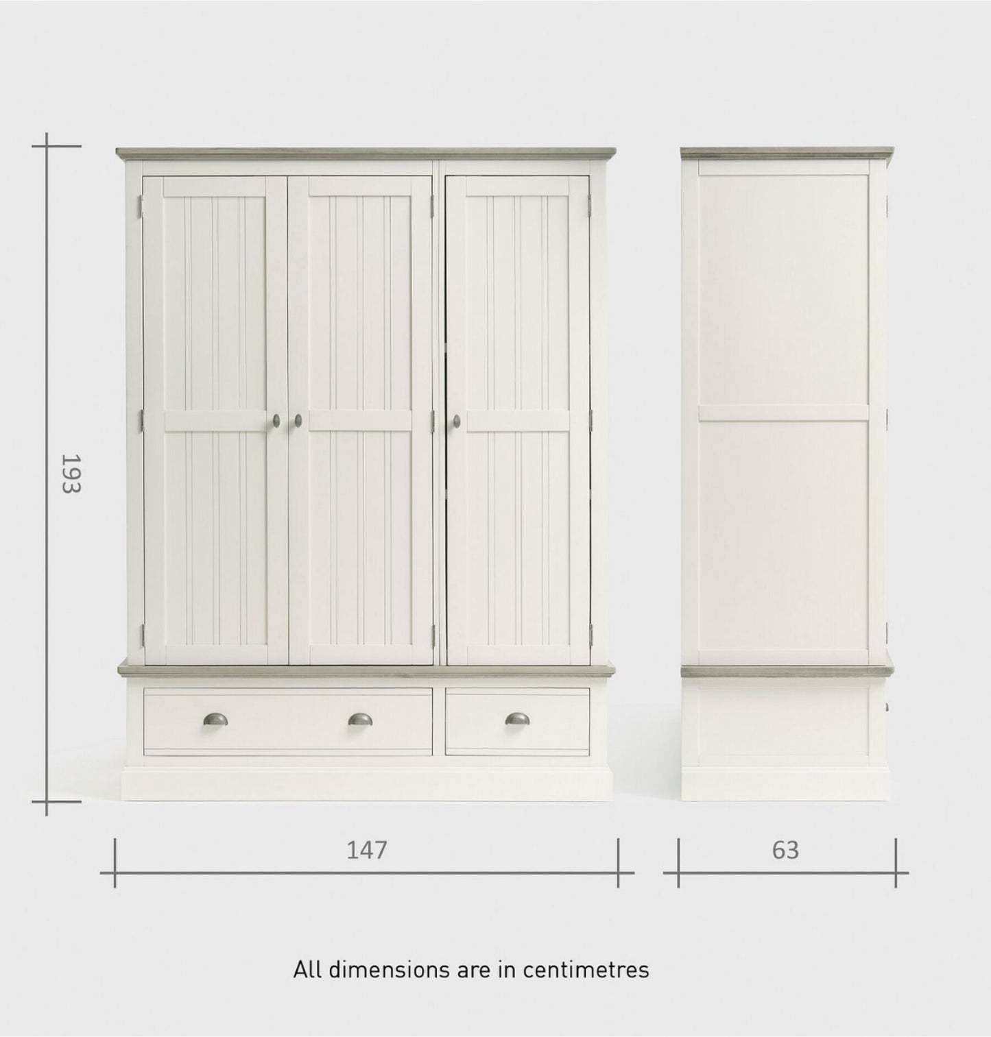 Oak Furnitureland Painted & Ash Top Triple Wardrobe Brompton Range RRP 1449