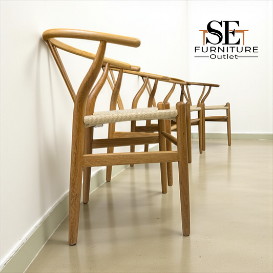 Set of 4 Natural Oak Woven Fabric Dining Chairs, From Oak Furnitureland RRP £220 Each