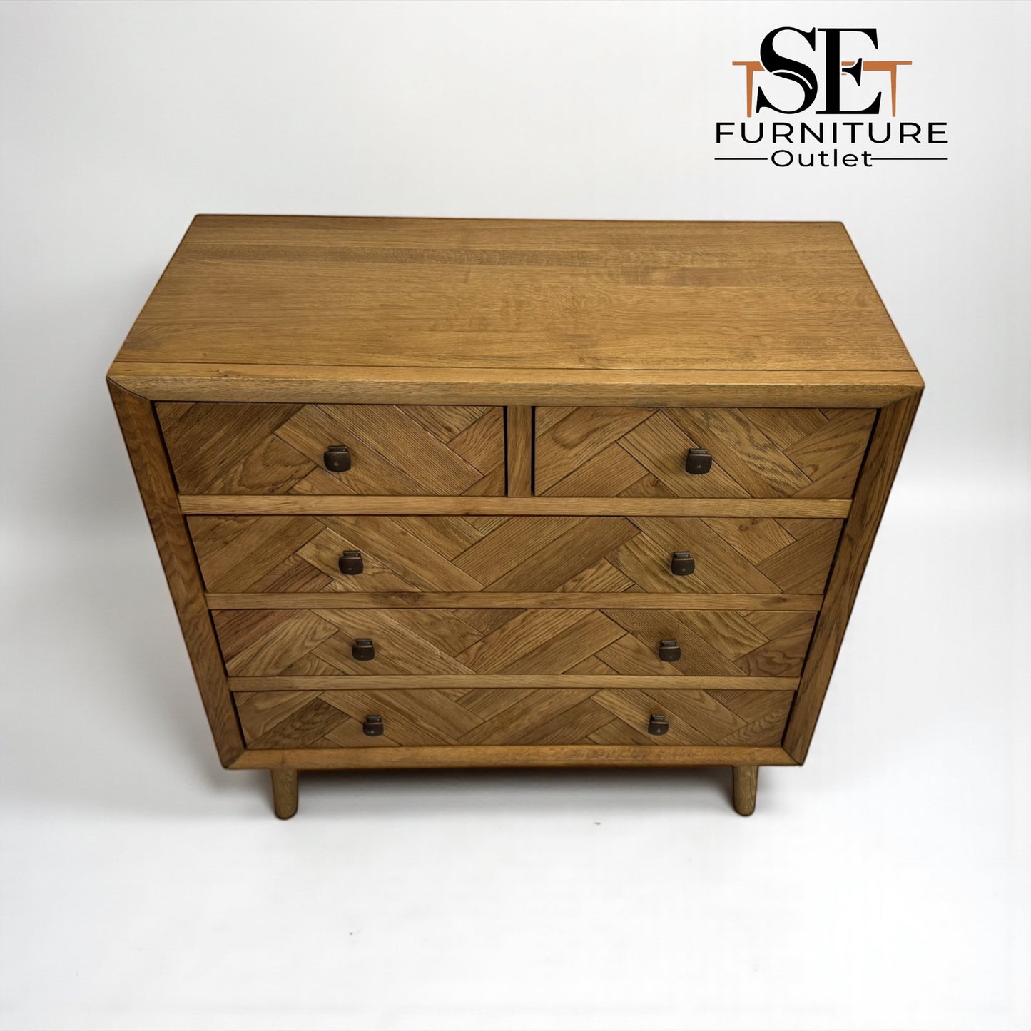 Brushed & Glazed Solid Oak Chest of Drawers Parquet Range From Oak Furnitureland RRP £569