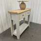 White Wax Finished Oak Top & Dove Grey Painted Console Table