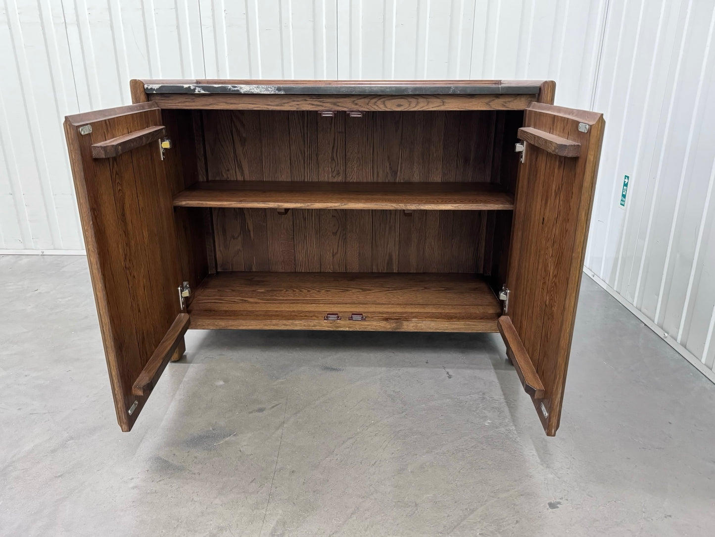 Solid Dark Oak & Luxury Black Marble Top Sideboard RRP £549