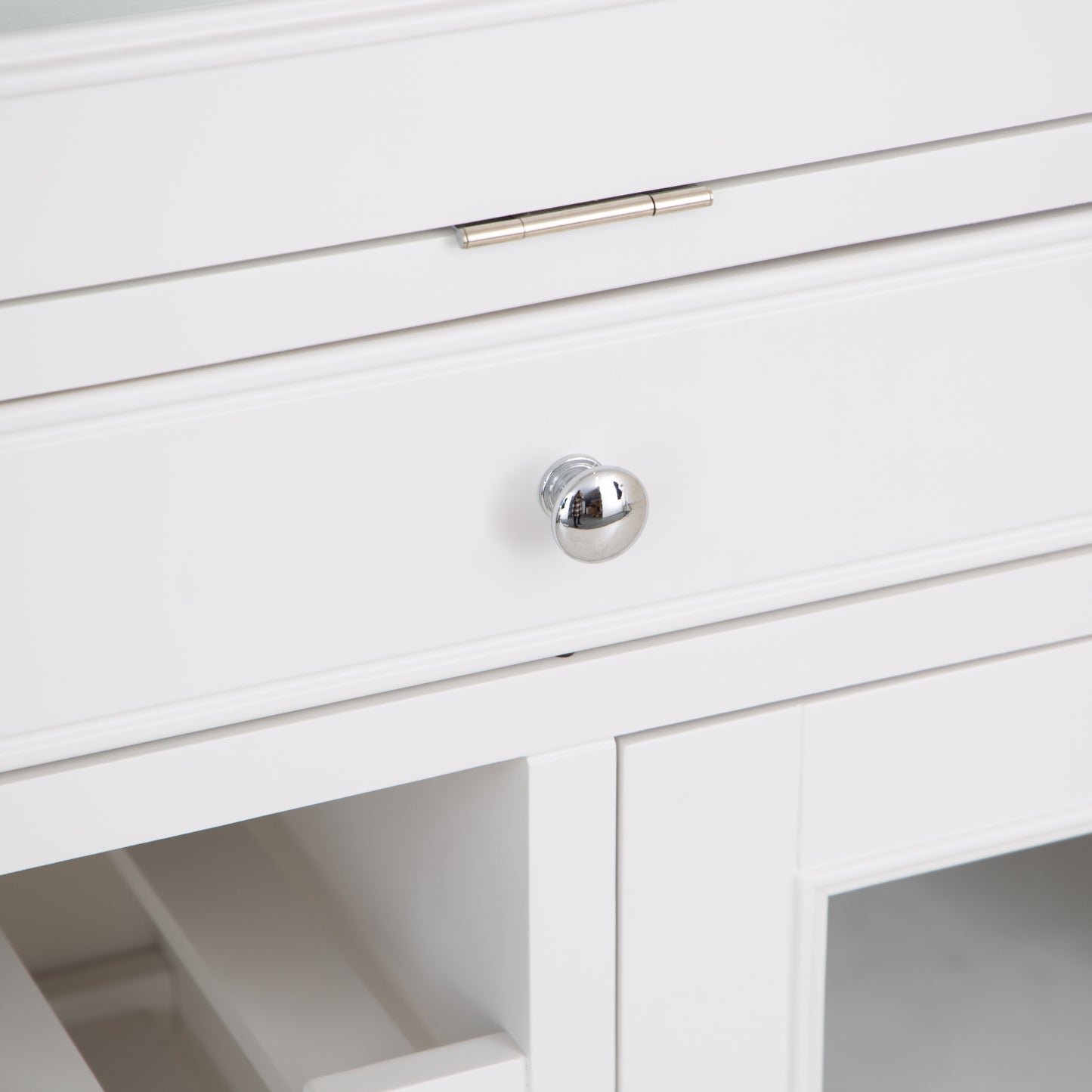 Oak Top & White Painted Drinks Bureau with Wine Rack