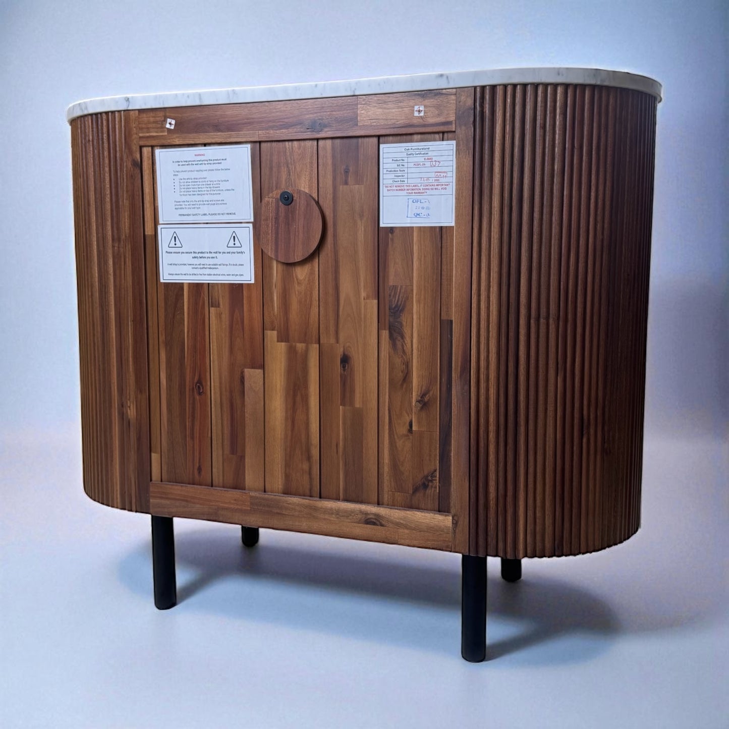 Solid Acacia Wood & Gloss Marble Top Sideboard from Oak Furnitureland RRP £649