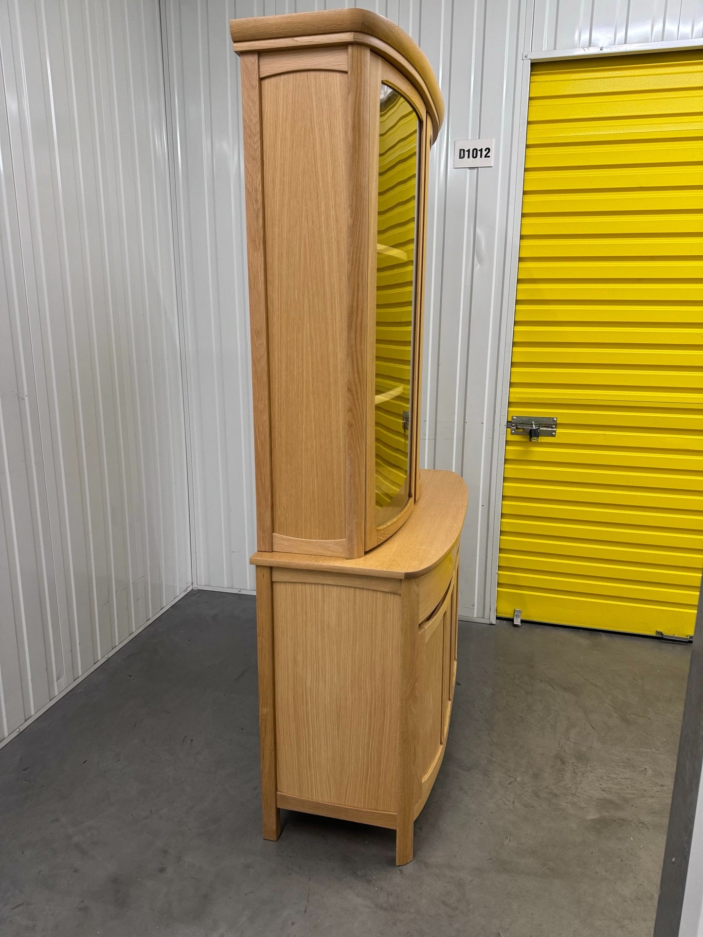 Nathan Furniture Shades Oak Curved 2 Door Display Unit With Light. RRP £2300