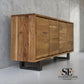 Chunky Solid Acacia Wood Live Edge 4-Door Extra Large Sideboard with Gun Metal Legs RRP £1299