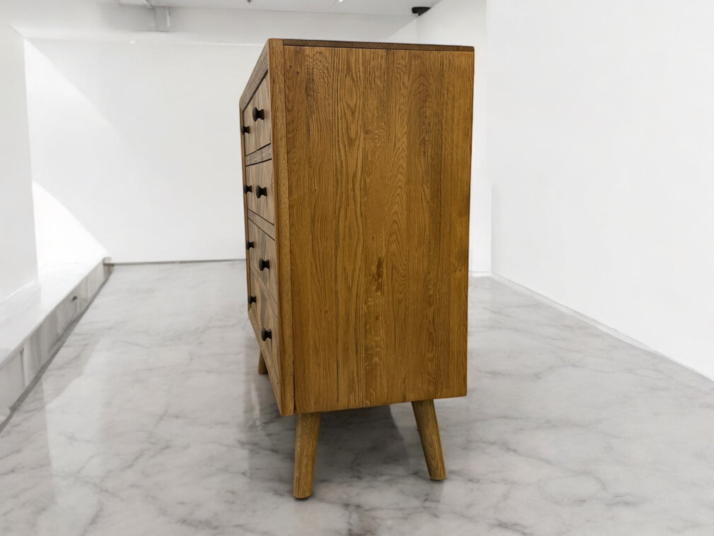 Oak Furnitureland Brushed & Glazed Solid Oak Chest of Drawers Parquet Range
