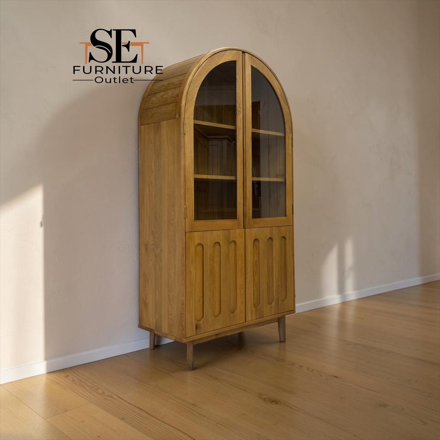 Natural Solid Oak Display Cabinet Belgrave Range From Oak Furnitureland RRP £1139