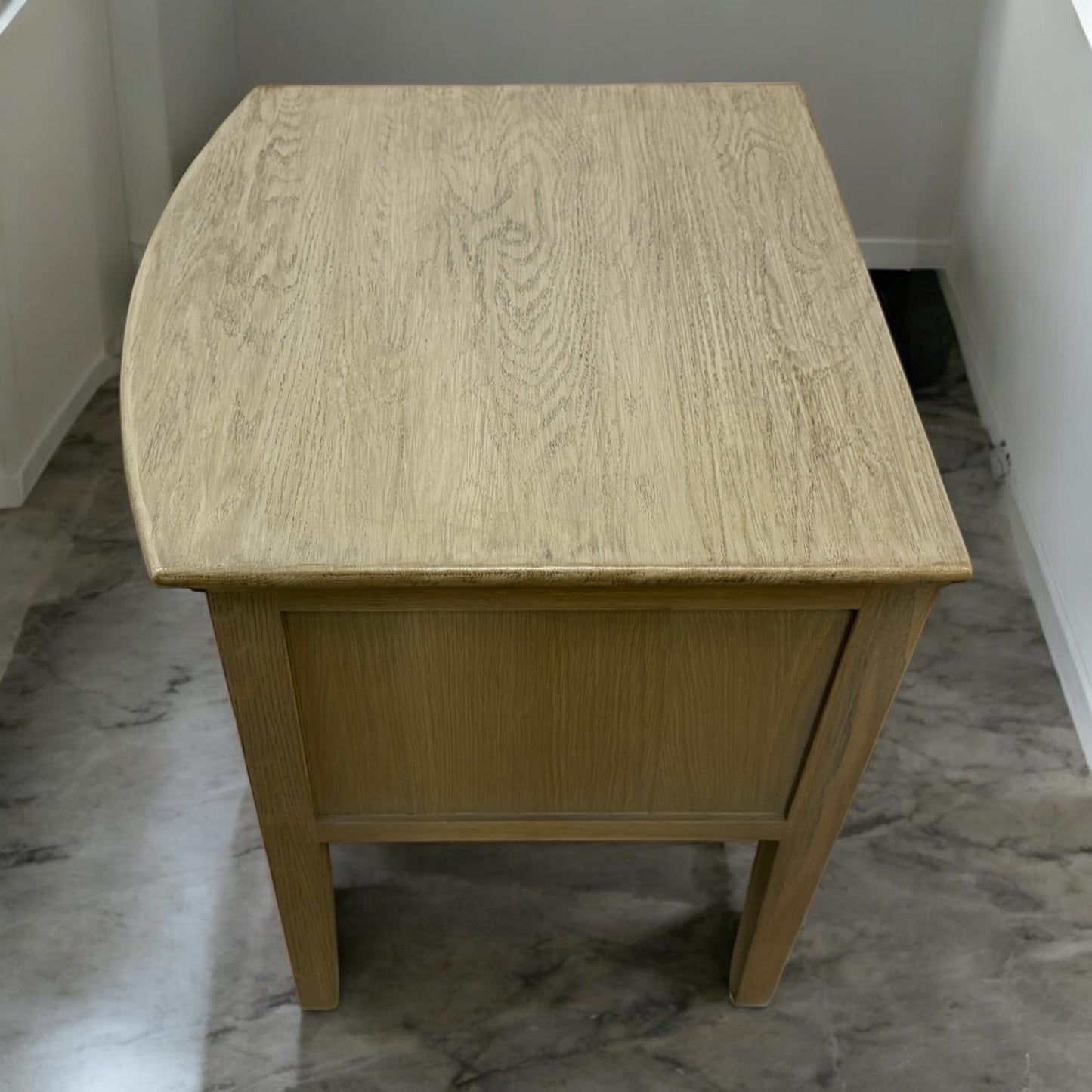 Cotswold Company Solid Smoked Oak 2 Drawer Bow Fronted Bedside Table With Pull-out Tray RRP £299