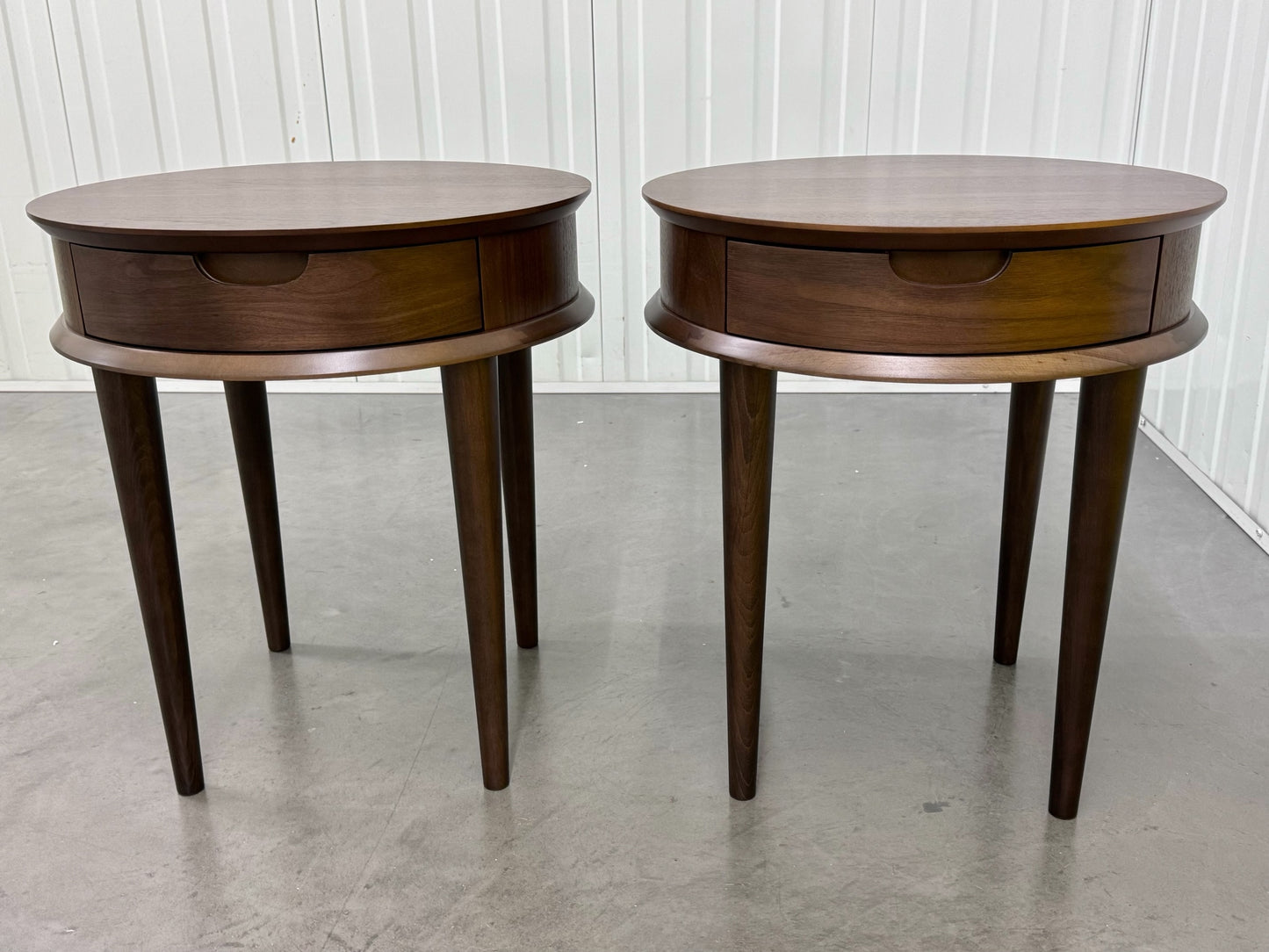 Bentleys Solid Walnut Lamp Tables With Drawer