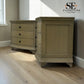 Set of 2 Solid Oak & Oak Veneer Wide Bedside Tables from the Winchcombe Smoked Oak Range, RRP £998