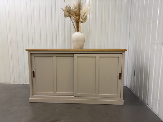 Oak Furnitureland Oak Top & Grey Painted Sideboard with Brass Coloured Hardware Henley Range RRP £649