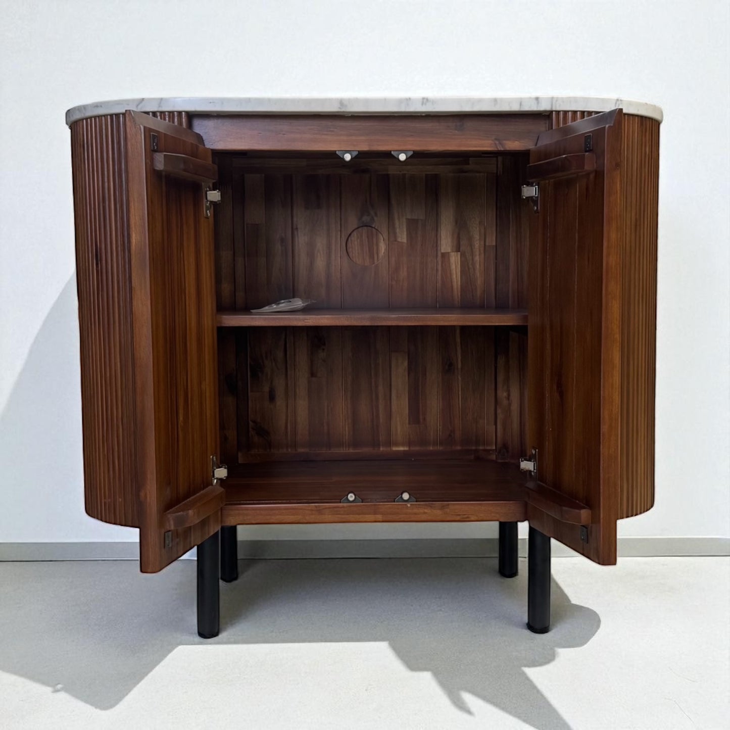 Solid Acacia Wood & Gloss Marble Top Sideboard from Oak Furnitureland RRP £649