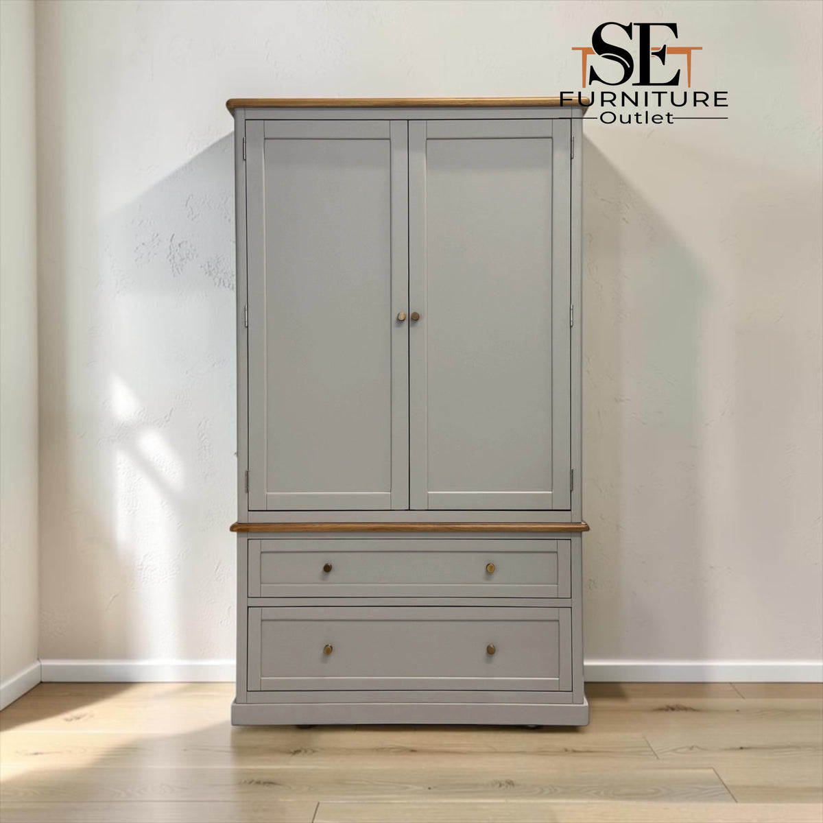 Natural Solid Oak & Painted Double Larder, Henley Range From Oak Furnitureland RRP £1679