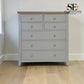 Solid Oak Top & Solid Wood Frames 7 Drawer Chest, Chester Dove Grey Range RRP £799