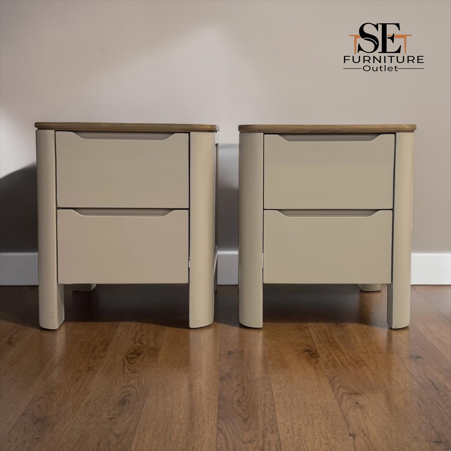 Smoked Oak & Painted Bedside Tables Otto Range From Oak Furnitureland RRP £538