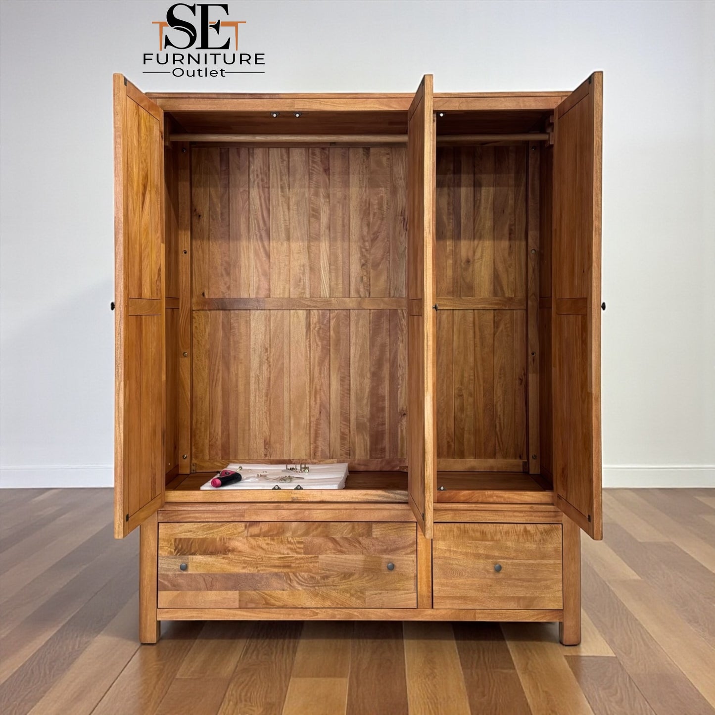 Natural Solid Mango Wood Triple Wardrobe Noah Range From Oak Furnitureland RRP £1699