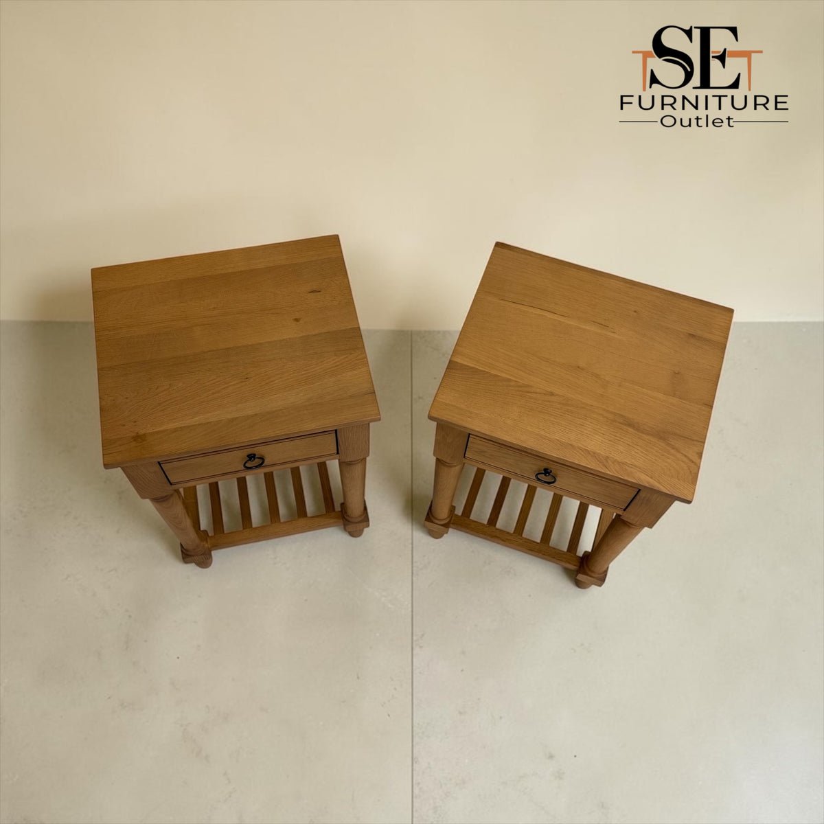 Solid Oak & Oak Veneer 1-Drawer Bedside Table, Elkstone Mellow Oak Range, RRP £398