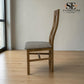 Set of 6 Natural Solid Oak Dining Chairs with Dappled Beige Fabric Seat Pads, Wave Range by Oak Furnitureland RRP £240 Each