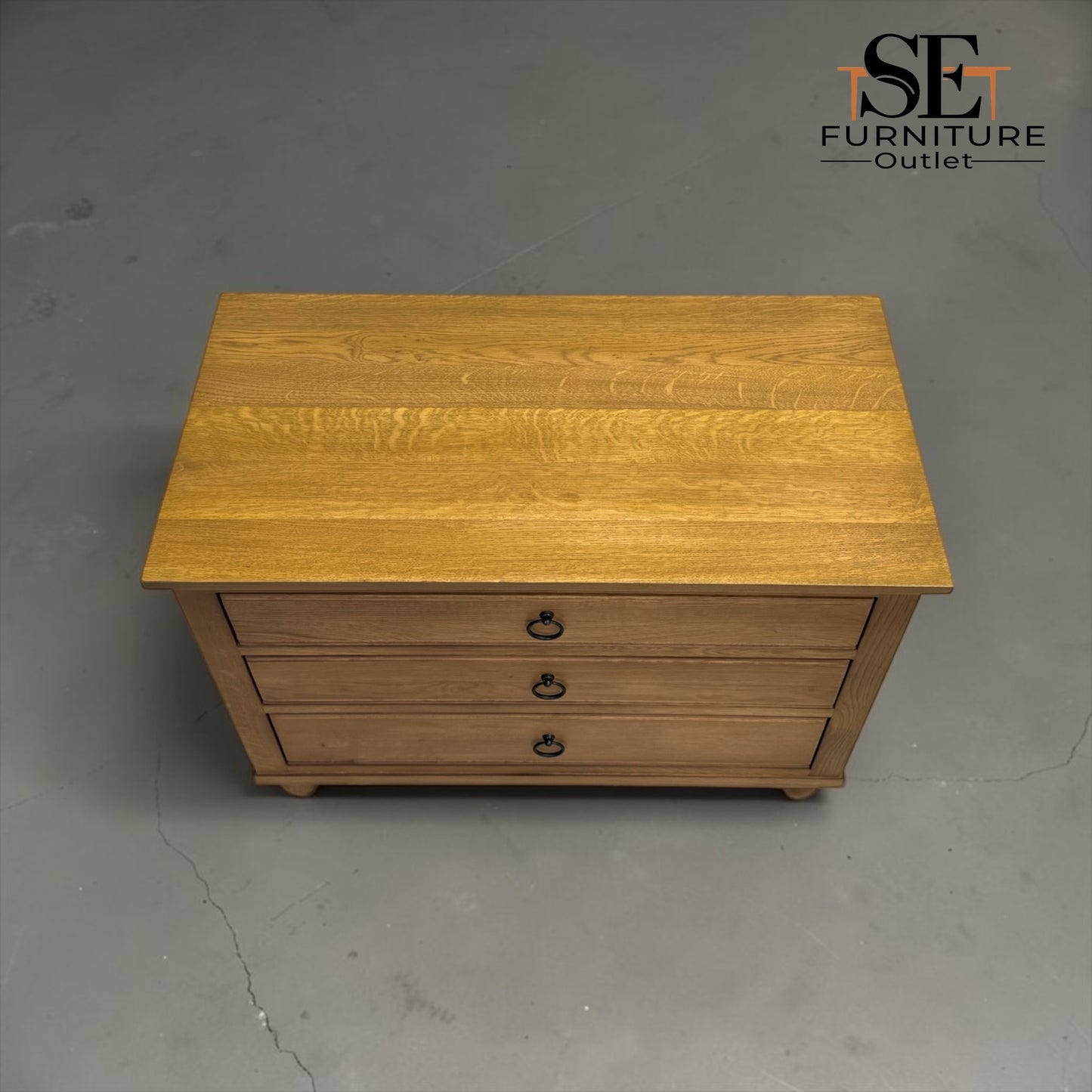 Solid Oak & Quality Oak Veneer Wide Bedside Table from the Elkstone Mellow Oak Range