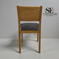 Set of 6 Natural Oak Dining Chairs with Grey Crushed Seat Pads, Ellison Range from Oak Furnitureland, RRP £200 Each.